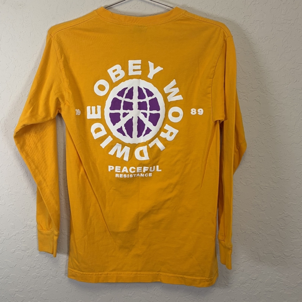 Obey Worldwide Mens Long Sleeve Logo Tee, Size Small